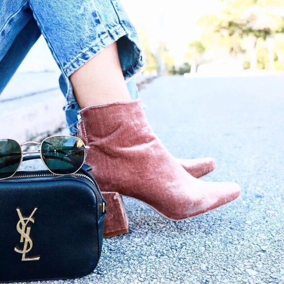 Sz7 Zara Velvet Ankle Boots in Blush Pink - Picture 12 of 14